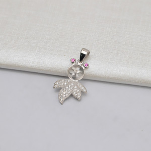 Pendentif en argent S925 avec petite perle simple de 8-9 mm, poisson rouge doré, accessoires de bijoux DIY, plateau semi-fini, 602 pendentifs et breloques en perles - Product Image 2