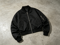 Blouson Bomber Personnalisé Coupe Courte Style Universitaire Oversize avec Fermeture Éclair, Veste de Rue Tendance Coupe-Vent à Capuche et Col Montant
