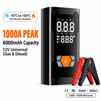 Démarreur de voiture portable 12V 1000A de pointe 6000mAh avec compresseur d'air 150PSI et gonfleur de pneus OEM ODM