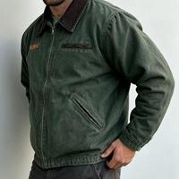 Veste de travail vintage style old fashioned, fermeture éclair, toile