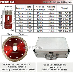 Ensemble de 9 forets <span class=keywords><strong>diamant</strong></span>és <span class=keywords><strong>à</strong></span> noyau M14 brasés sous vide, kit de scie cloche <span class=keywords><strong>diamant</strong></span>ée pour carrelage en porcelaine, pour percer le céramique, le granit et le marbre - Product Image 3