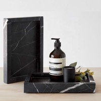 Benutzer definierte Luxus Rechteck Skulptur Design dekorative Catch all Platte für Küche Badezimmer Marmor schwarz Ablage fach