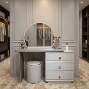 Table de maquillage moderne avec miroir éclairé et tiroirs de rangement pour meubles de chambre - Product Image 3