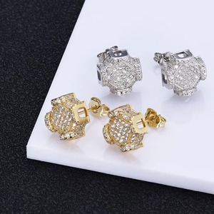 Premium S925 Sterling Silver VVS1 Moissanite Diamond Iced Out Rhombus Cluster Stud <b>Earrings</b> Geometric Aura Ear <b>Bling</b> Men Women - Product Image 3