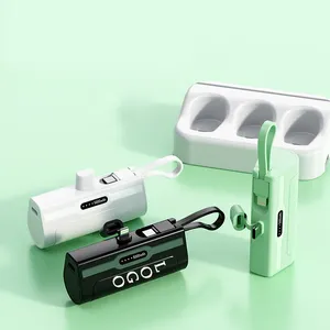 새로운 2023 제품 빠른 충전 미니 Kc 모바일 10000mah Powerbank 5000mah 소형 휴대용 충전기 캡슐 전원 은행 전화