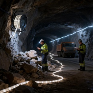 Bande <span class=keywords><strong>LED</strong></span> SMD 2835 220V à double rangée pour tunnel minier, 10m <span class=keywords><strong>25m</strong></span> avec enrouleur portable pour l'éclairage de l'industrie de la construction, norme européenne - Product Image 3