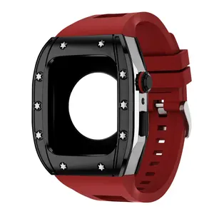 ERAYSUN modifikasyon entegre Pin toka Apple Watch marka için paslanmaz çelik saat kutusu çerçeve silikon saat kayışı kayış