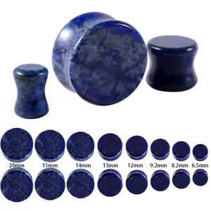 Écarteur d'oreille à Double évasé en pierre Lapis Lazuli, 1 pièce, jauge d'extension de selle, Tunnel, Piercing, corps, bijoux à la mode