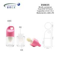 Flacon de blush unique en forme de cœur ES0835 vide 2,5 ml avec applicateur éponge coussin en plastique ABS – Emballage cosmétique en gros