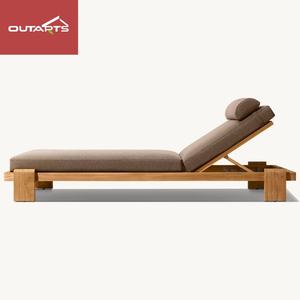 Mobilier d'extérieur Lit de soleil en teck naturel Chaises longues d'hôtel Chaise longue de luxe Meubles de patio Chaise longue de plage - Product Image 6