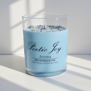 LANJO Whole Colorful Natural Soy Wax Handmade Scented <b>Candle</b> with Dried Flower and Crystals for Party and Home - Product Image 4