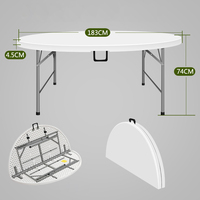 Table Pliante Ronde en Plastique de 1,80 m pour Banquets, Événements, Extérieur et Camping – Gamme Luxe