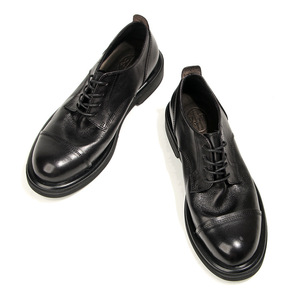 Chaussures en cuir de style britannique marron foncé à bout rond et semelle épaisse pour hommes, décontractées, avec couche supérieure en cuir de vachette rembourrée et effet vieilli - Product Image 5