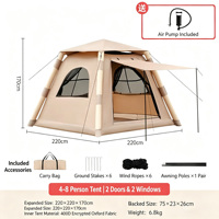 Tente de camping gonflable en gros 220 cm, Oxford 210D imperméable 2000 mm, tente pneumatique automatique avec pompe, Glamping 4 saisons OEM/ODM