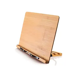 Natural Bamboo Desktop Book Stand Einstellbarer Winkel Lese kochbuch halter