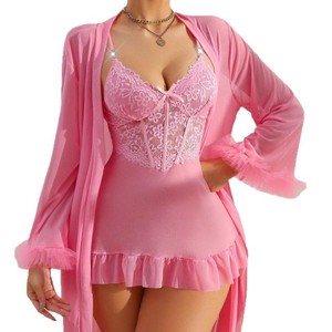 Новое сексуальное кружевное белье, прозрачная соблазнительная ночная сорочка, комплект с топом, сексуальная пижама - Product Image 5