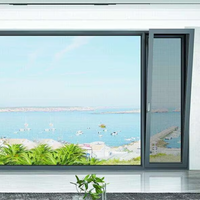 Ventana Abatible de Aleación de Aluminio Moderna de Alta Calidad, Vidrio Templado de Doble Capa, Eficiente Energéticamente, Insonorizada, para Dormitorio o Sala de Estar