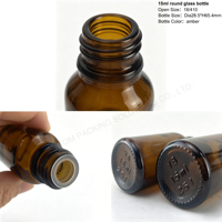Flacon compte-gouttes en verre ambré de 15 ml avec réducteur d'orifice pour emballage de parfum, sérum et liquides cosmétiques