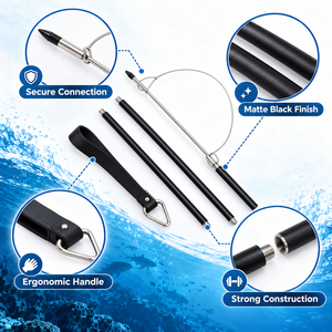 Poignée de lance-pie noire mate en métal réglable ergonomique étanche pour la pêche sous-marine - Product Image 3