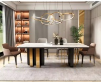 Ensemble de table à manger familiale moderne de luxe 4-6 places avec plateau en marbre Style scandinave Meubles de salle à manger de cuisine.