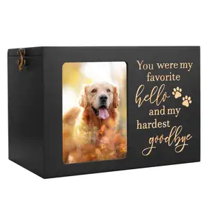 Boîte pour chats en bois personnalisée OEM cercueils peints avec logo pour animaux de compagnie urnes en bois pour animaux de compagnie pour les cendres de chiens