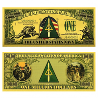 Billet de banque plaqué or imprimé en typographie de l'US Special Forces, un million de dollars, souvenir de la Delta Force de la Marine, cadeau fantaisie