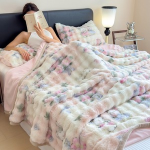 Couverture en polaire Shinori-kaku Milk Fleece 180x220cm, double couche, épaisse, douce et chaude, pour la maison - Product Image 1