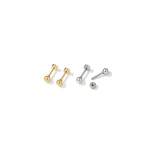 Orecchini a Sfera in Acciaio Inossidabile, Misura Media, Placcati in Oro, Gioielli Unisex alla Moda - Product Image 2