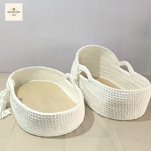 Cesta Portátil para Bebé Moisés <span class=keywords><strong>de</strong></span> <span class=keywords><strong>Crochet</strong></span> Hecha <span class=keywords><strong>a</strong></span> Mano, Cuna para Recién Nacido <span class=keywords><strong>de</strong></span> Tela Lavable, Cesta <span class=keywords><strong>de</strong></span> Almacenamiento para Cambiador <span class=keywords><strong>de</strong></span> Pañales con Asa Cómoda - Product Image 2