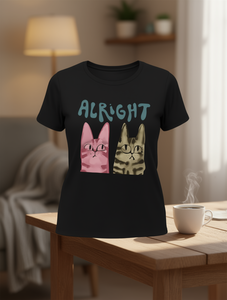 T-shirt a maniche corte con stampa simpatica gatta tabby, girocollo, casual, in jersey, 100% cotone, per tutte le stagioni - Product Image 2