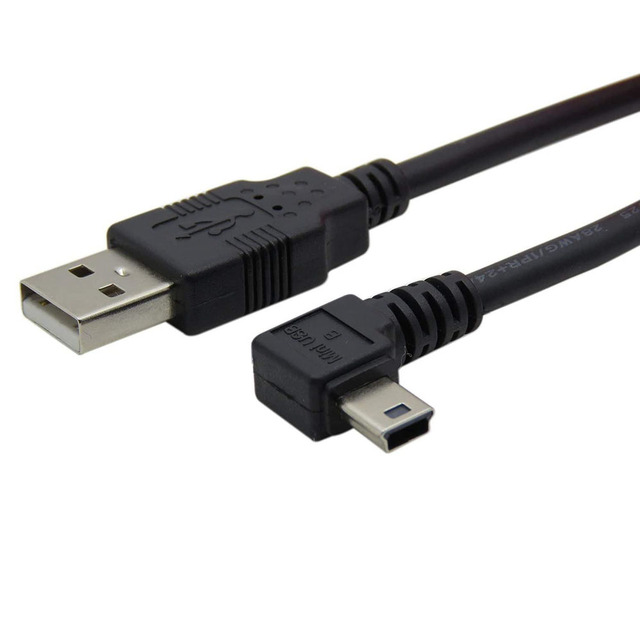 5 Pin Mini USB 2.0 Cable 90 Degree Left Angled, Mini USB B Type Male Cord