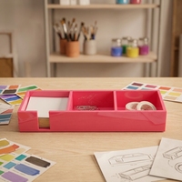 Porte-stylos de bureau HuiSen, promotionnel, simple, coloré, carré, rose, en acrylique, mignon