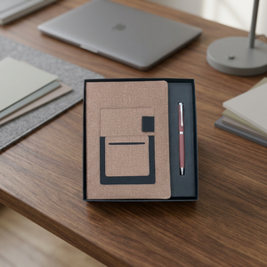Ensemble de stylos et agenda professionnel en cuir PU A5 avec 100 feuilles et couverture rigide imprimée UV pour usage professionnel et bureautique - Product Image 5