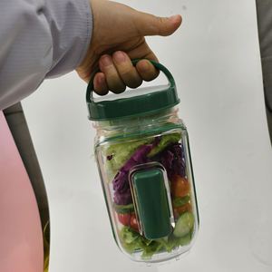 Recipiente para Ensaladas de Plástico con Logotipo Personalizado, Nuevo, con Asa y Tenedor, Apertura Lateral, Reutilizable, Ecológico, para el Hogar, la Oficina, Viajes y Uso al Aire Libre - Product Image 5