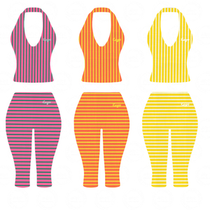 Conjunto de Ropa de <span class=keywords><strong>Verano</strong></span> Sexy para <span class=keywords><strong>Mujer</strong></span> con Logotipo de Goma Personalizado, Top Halter a Rayas y <span class=keywords><strong>Pantalones</strong></span> Capri, Conjunto de 2 Piezas - Product Image 1