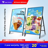Support d'affichage rectangulaire sur pied éclairé par LED pour centres commerciaux et restaurants ; ultra-fin, portable et pliable