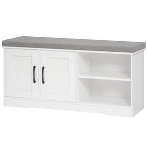 <span class=keywords><strong>Banc</strong></span> de rangement de 39,4 po de large avec coussin rembourré, <span class=keywords><strong>banc</strong></span> d'entrée avec 2 portes et étagère réglable, <span class=keywords><strong>banc</strong></span> de bout de lit - Product Image 1