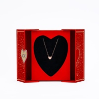 Boîte à bijoux en papier rigide en forme de cœur de luxe personnalisée avec insert en velours pour bague, boucles d'oreilles, emballage cadeau 130x160x67mm