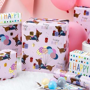 Birthday Dog Wrapping Paper 17in x 32.8ft Reversible Gift Wrap For Craft And Parties - Product Image 4