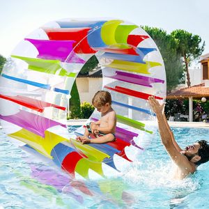 Flotador Inflable Gigante Transparente de PVC para Piscina, Anillo de Natación con Confeti Colorido, Plegable, Ligero, Juguete Acuático de Verano, Rueda - Product Image 5