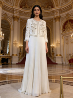 Nouvelle Collection 2026 : Ensemble Jupe et Haut Deux Pièces, Veste Brodée de Perles et Strass, Robe Longue Plissée Fluide pour Soirée