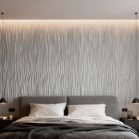 Panel Dinding Gelombang 3D PU 600x1200 Tahan Air Tahan Api Desain Modern Pelapis Dinding Eksterior untuk Kamar Mandi Halaman Luar Ruangan