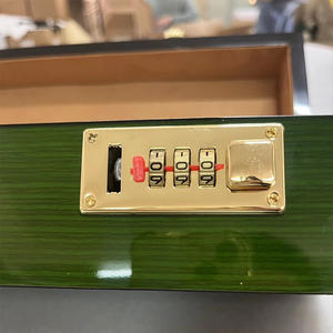 High-quality Square Wood Green Watch <b>Display</b> <b>Case</b> with 5 Slots Leather Lining Shock Resistant Brand Series - Product Image 3