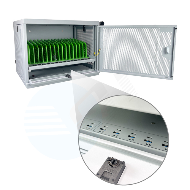 Wall-Mount Tablet Charging Cabinet with Digital Lock 10/20/30-Port USB Charging Station for Classroom Office & Device Management