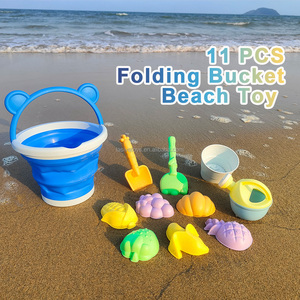 LASIVE TOYS Seau pliable non toxique <span class=keywords><strong>à</strong></span> bords lisses, moules de <span class=keywords><strong>bac</strong></span> <span class=keywords><strong>à</strong></span> <span class=keywords><strong>sable</strong></span> durables, matériau sûr, ensemble complet, jouets de plage mignons - Product Image 1