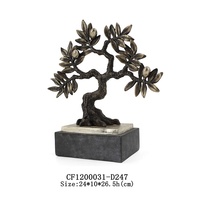 Décoration de sculpture de plante de feuille d'or d'arbre de jujube de pommier de résine tropicale d'olivier pour la maison