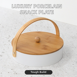 Plat en céramique profond <span class=keywords><strong>de</strong></span> collation <span class=keywords><strong>de</strong></span> porcelaine portative <span class=keywords><strong>de</strong></span> luxe nordique avec le couvercle <span class=keywords><strong>de</strong></span> poignée en bambou pour le <span class=keywords><strong>dîner</strong></span> <span class=keywords><strong>de</strong></span> Table <span class=keywords><strong>de</strong></span> thé <span class=keywords><strong>de</strong></span> plateau <span class=keywords><strong>de</strong></span> fruits <span class=keywords><strong>de</strong></span> partie - Product Image 6
