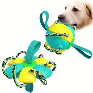 Juguetes para Perros para Jugar al Tira y Afloja al Aire Libre, Pelota Voladora Rebotante, Juguete para Masticar para Perros Agresivos, Pelota Interactiva para Mascotas con Cuerda para Masticar - Product Image 1