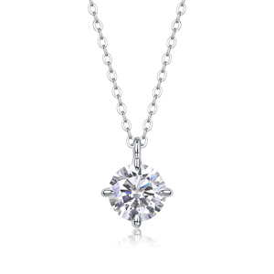 N13979 Joyería <span class=keywords><strong>de</strong></span> Boda, Plata 925, Baño <span class=keywords><strong>de</strong></span> <span class=keywords><strong>Oro</strong></span> Blanco <span class=keywords><strong>de</strong></span> 18K, Certificado GRA, Collar con Colgante <span class=keywords><strong>de</strong></span> Moissanita con Cuatro Garras, <span class=keywords><strong>Precio</strong></span> Bajo - Product Image 3