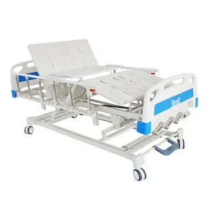 Stainless Steel 3 Cranks Multifunction Adjustable Medical Foldable Manual ICU Hospital Bed Manufactures With IV Pole